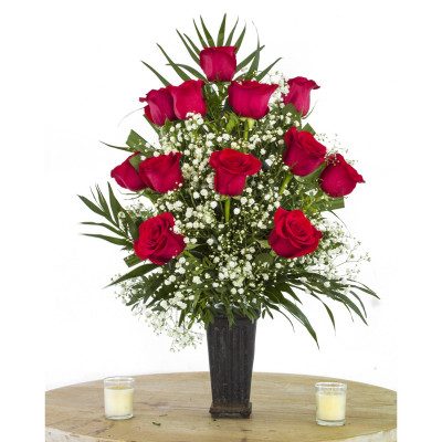 Comprar Cono de flor natural Deluxe 12 rosas rojas Barcelona