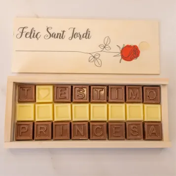 Comprar Caja de Chocolatinas “T’estimo princesa” en Barcelona | ROSAS SANT JORDI