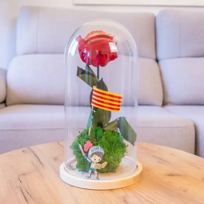 Comprar Cúpula de vidre amb rosa eterna Sant Jordi– Regal Especial per a Sant Jordi a Barcelona | FLORS SANT JORDI