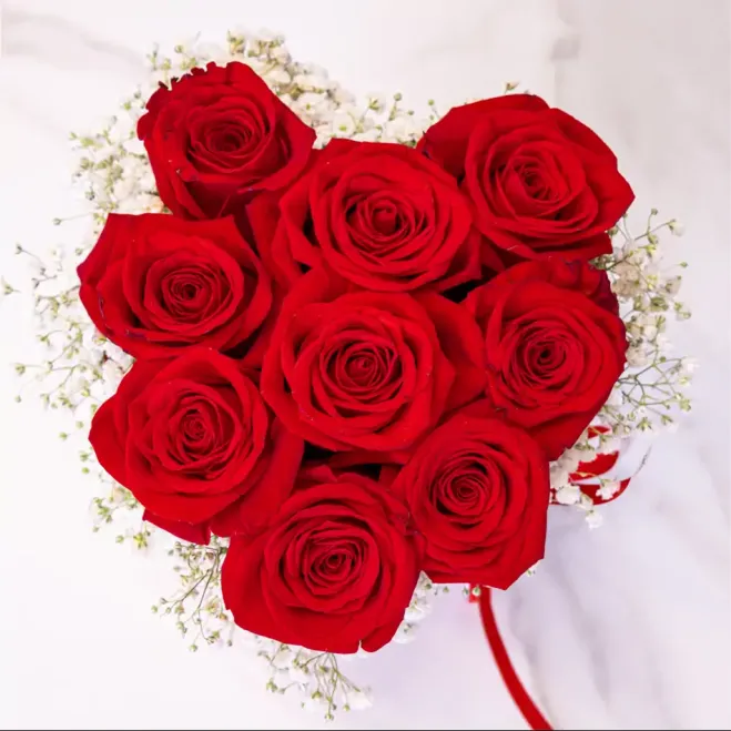 Comprar Caixa cor de 9 roses vermelles a Barcelona | FLORS SANT VALENTI