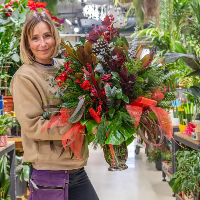 Comprar Jarrón Navidad Natural en Barcelona | Ramos y centros de flores de Navidad