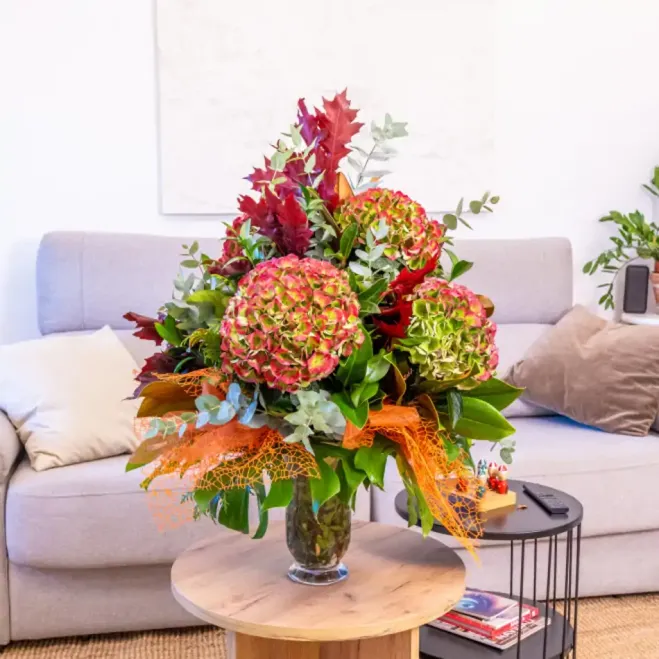 Comprar Jarrón de Hortensias Otoñal en Barcelona | Flores de Otoño