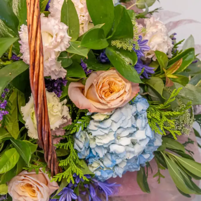 Compra Cistella Variada amb Hortènsies a Barcelona | Centres de Flors