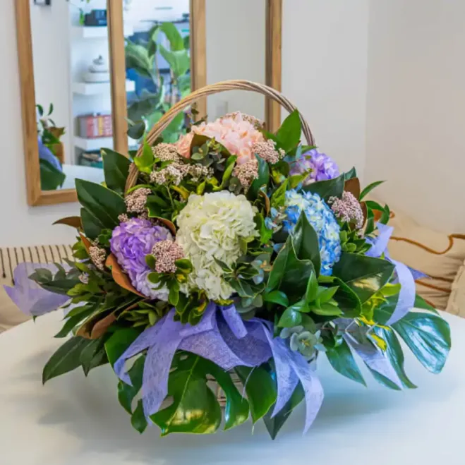 Comprar Cesta de Flor de Hortensia en Barcelona | Flores Día de la Madre