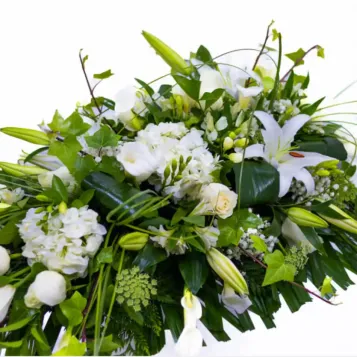 Compra Coixí Aire Romàntic Flor de Temporada en Tons  Blancs a Barcelona | Flors per a Funeral