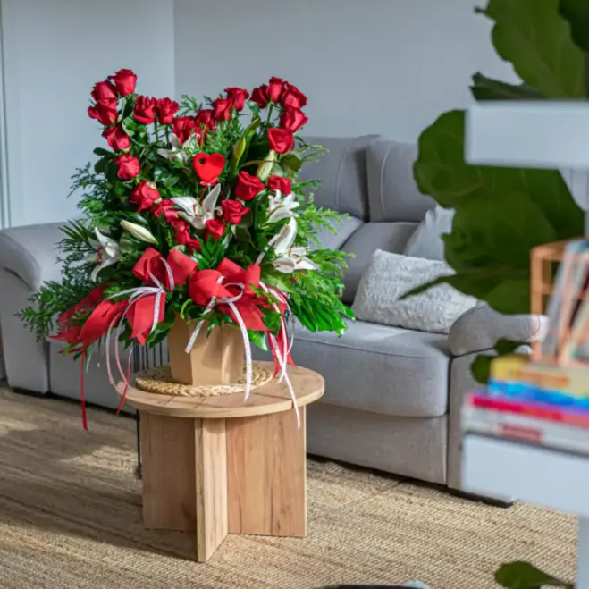 Compra Cor Floral de Roses Rojas Especial per a Sant Valentí a Barcelona | Flors Sant Valentí