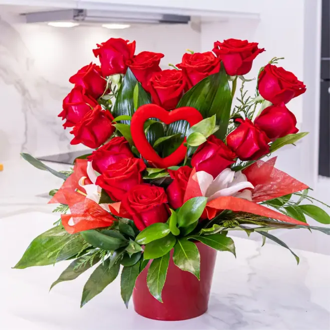 Compra Cor Floral de Roses Rojas Especial per a Sant Valentí a Barcelona | Flors Sant Valentí