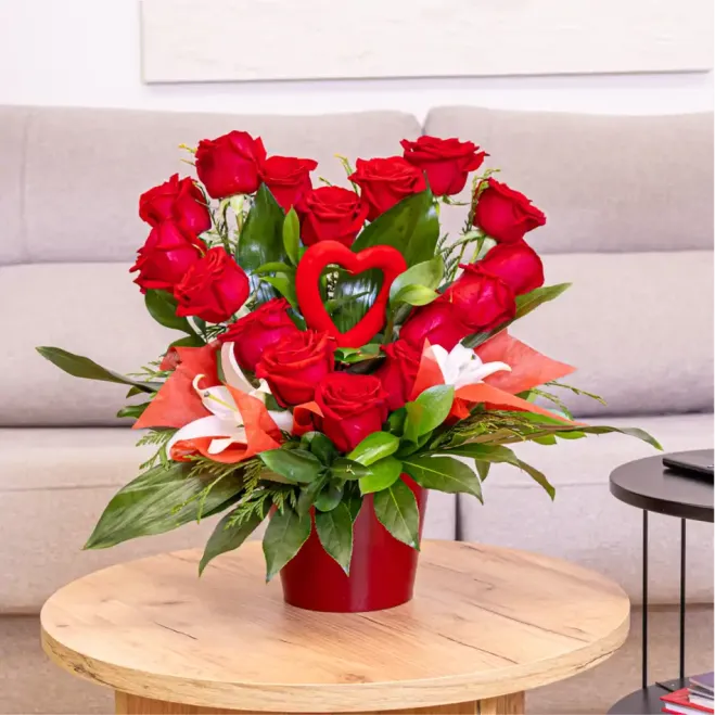 Compra Cor Floral de Roses Rojas Especial per a Sant Valentí a Barcelona | Flors Sant Valentí