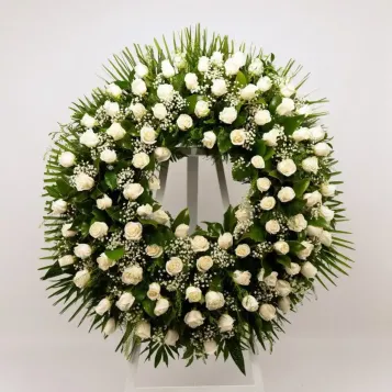 Compra Corona de Roses Blanques a Barcelona | Flors per a Difunts