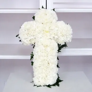 Comprar Cruz de Claveles Blancos en Barcelona | Flores para Difuntos