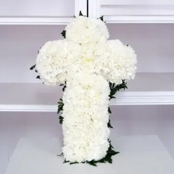 Comprar Cruz de Claveles Blancos en Barcelona | Flores para Difuntos