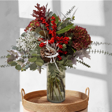 Ramo de Navidad grande | Hortensias y bayas rojas