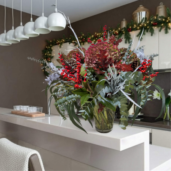 Gerro nadalenc gran | Flors, verds i pinyes