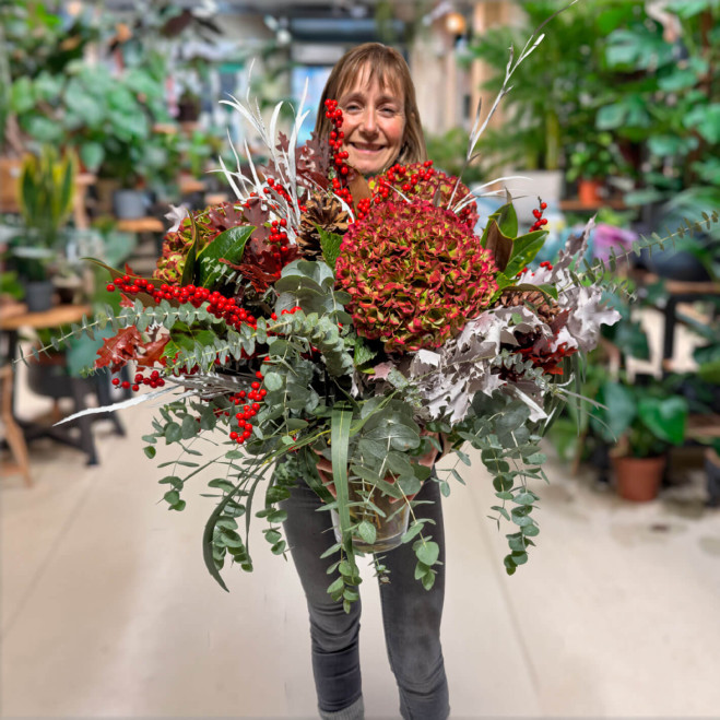 Gerro nadalenc gran | Flors, verds i pinyes