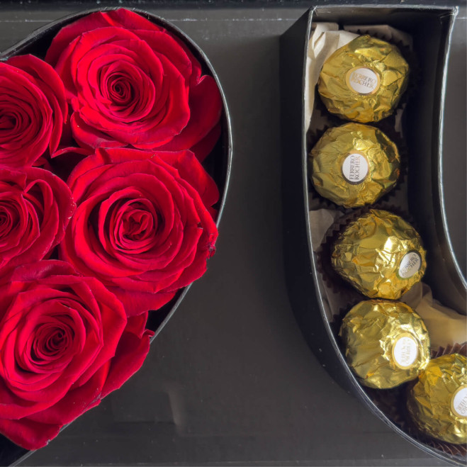 Caixa "I Love You" amb roses i Ferrero | Regal original de Sant Valentí