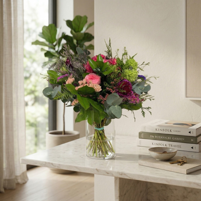 Ram Miriam | Bouquet Elegant amb Hortensia i Roses Fucsia | Flors Navarro Barcelona