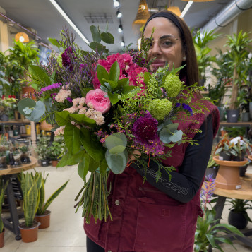 Ram Miriam | Bouquet Elegant amb Hortensia i Roses Fucsia | Flors Navarro Barcelona