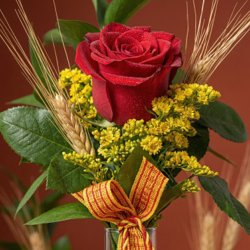 Rosa con figura corazón senyera y espada | Regalo original Sant Jordi