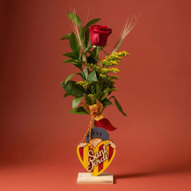 Rosa con figura corazón senyera Sant Jordi | Regalo original