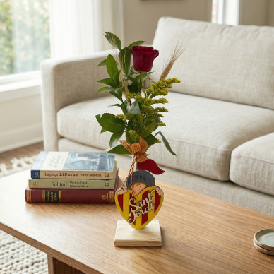 Rosa con figura corazón senyera Sant Jordi | Regalo original