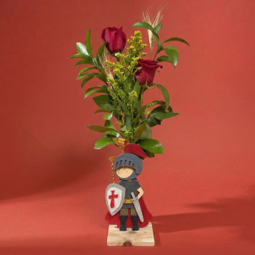 Figura Sant Jordi con 2 rosas rojas | Regalo tradicional Sant Jordi