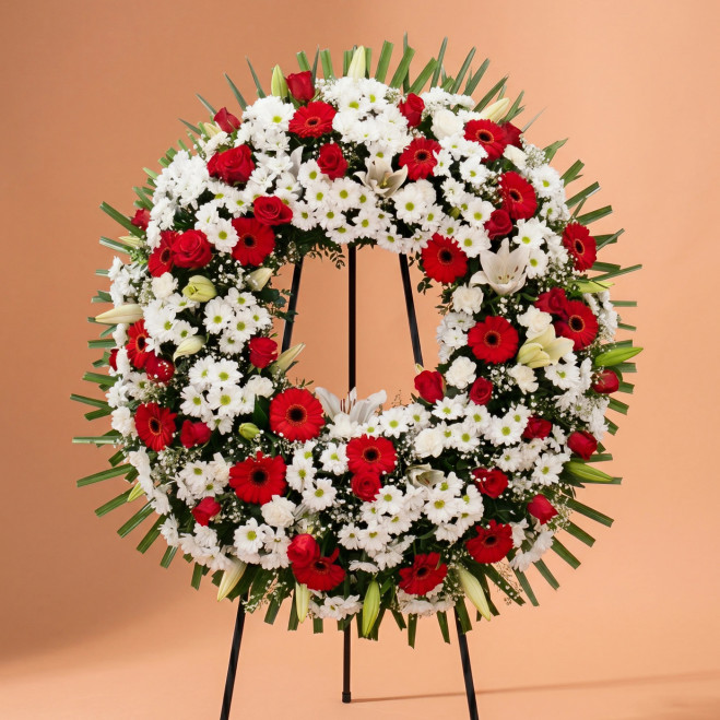 Comprar Corona Anémona en blancos y rojos en Barcelona | Coronas