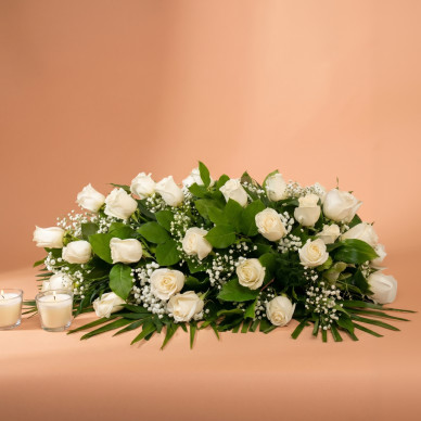 Comprar Ramo Funerario de Rosas Blancas en Barcelona | Flores para Difuntos