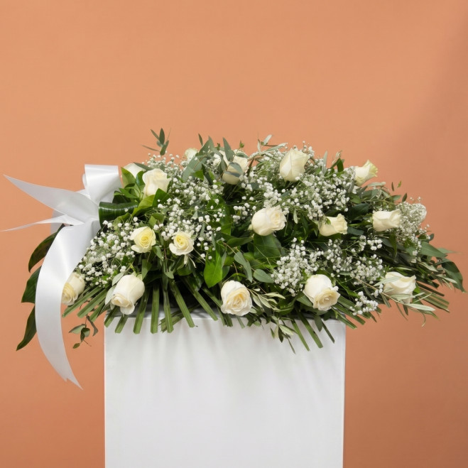 Comprar Ramo Funerario de Rosas Blancas en Barcelona | Flores para Difuntos