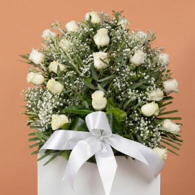 Compra Ram Funerari de Roses Blanques a Barcelona | Flors per a Difunts