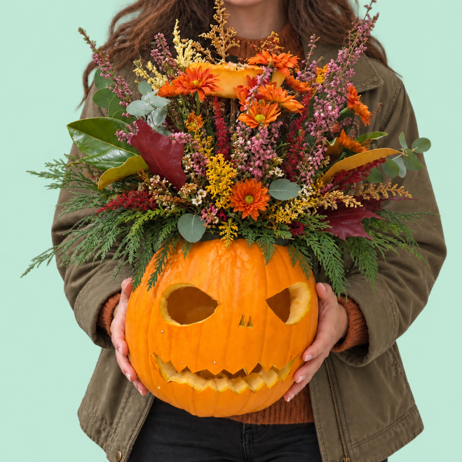 Taller de flores en calabaza | Centro floral otoñal y creativo
