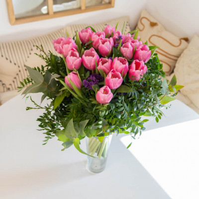 Comprar Ram de tulipans tons rosats lilosos Barcelona