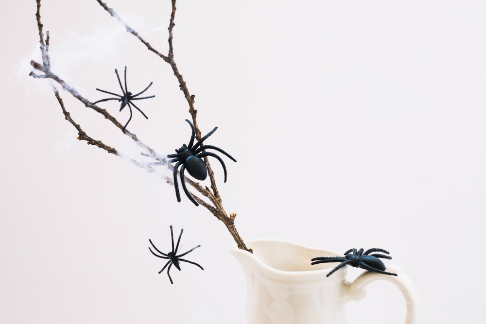 ramas secas con arañas de halloween