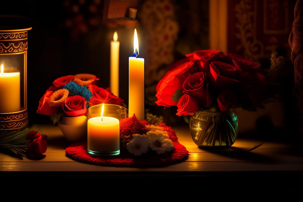 velas y flores decoracion de halloween