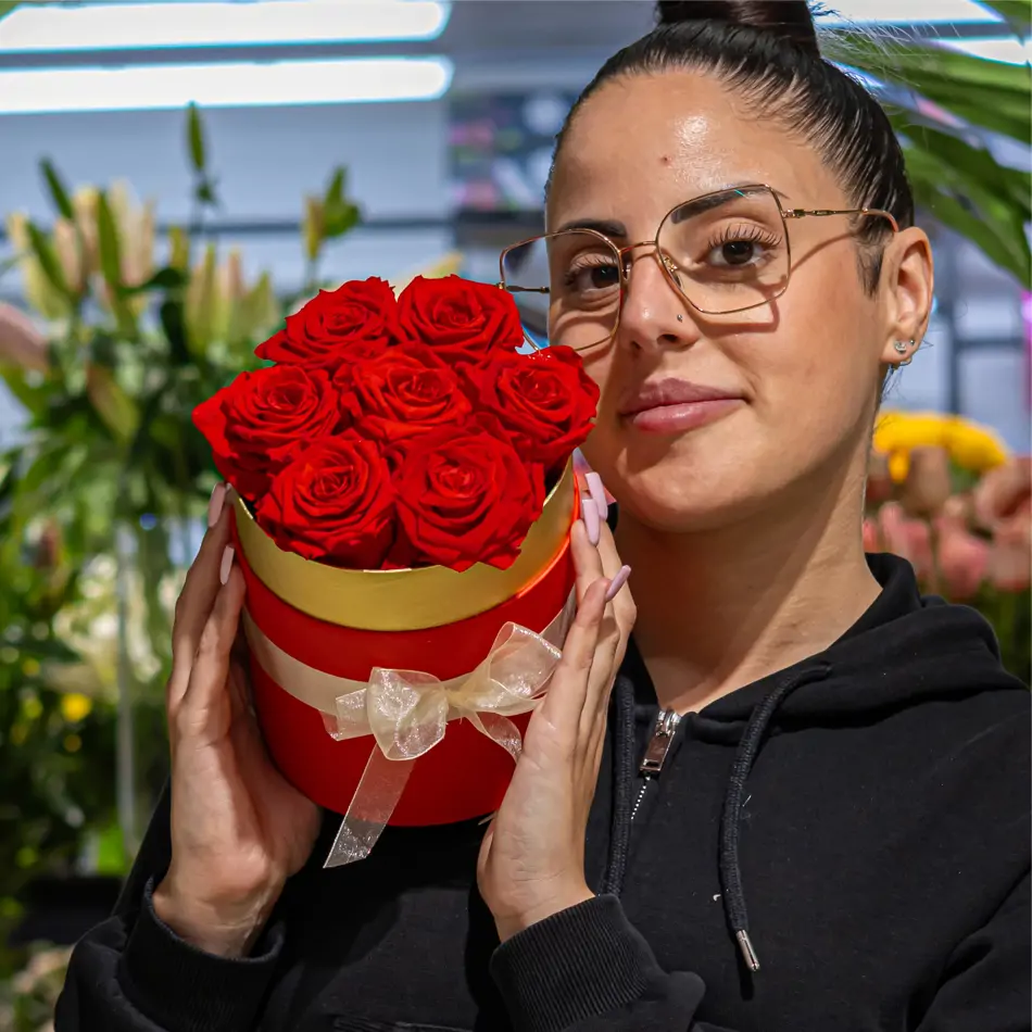 Caja de rosas preservada pequeña