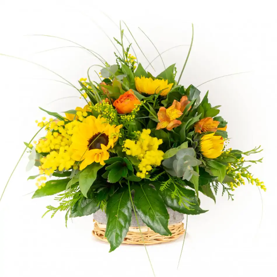 Cesta de girasoles