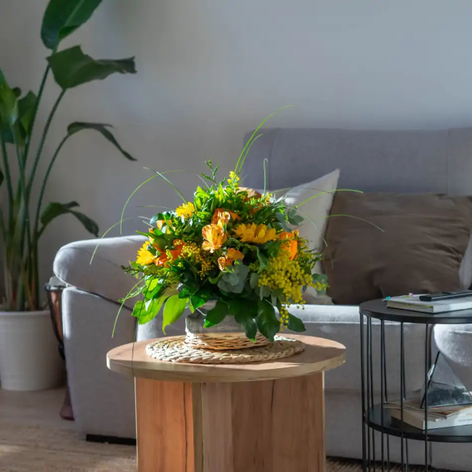 Cesta de girasoles