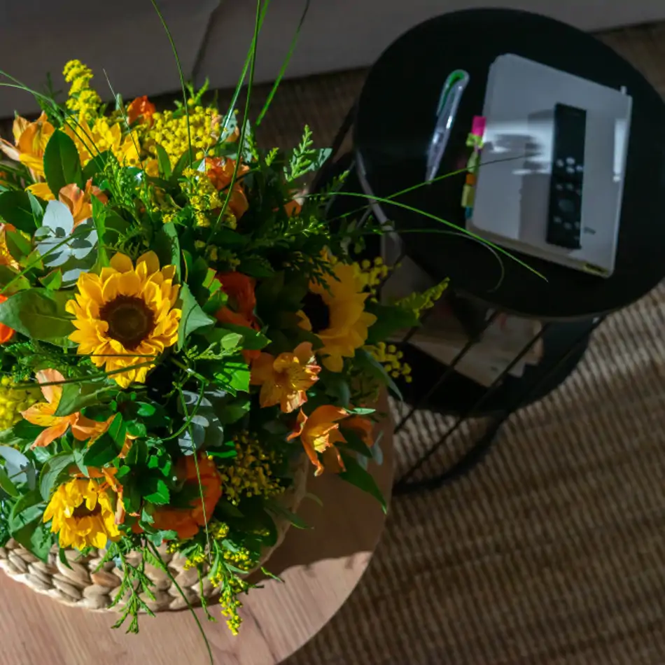 Cesta de girasoles
