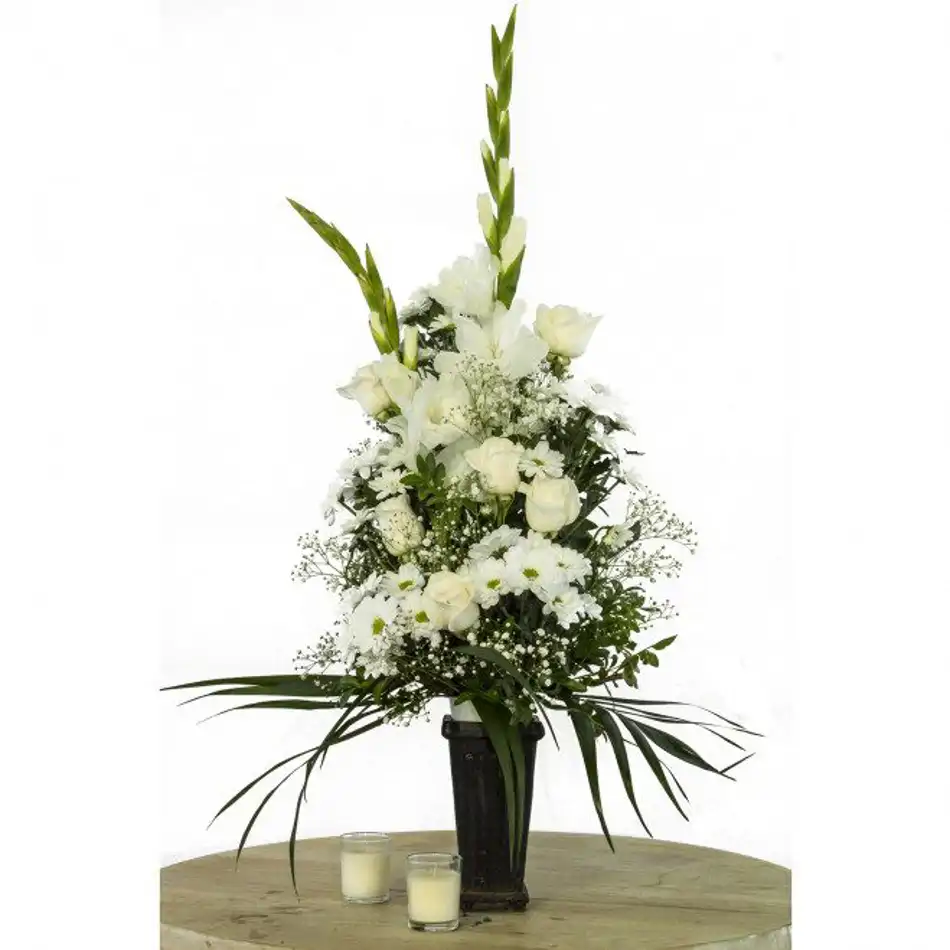 Cono de flor natural Superior  en tons blancos