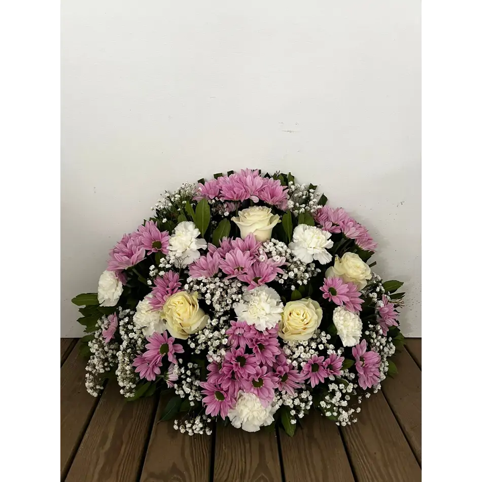 Jardinera de flor natural  para cementerio tonos románticos