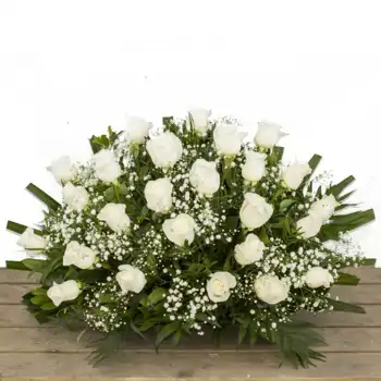 Comprar Jardinera deluxe de rosas blancas para cementerio en Barcelona